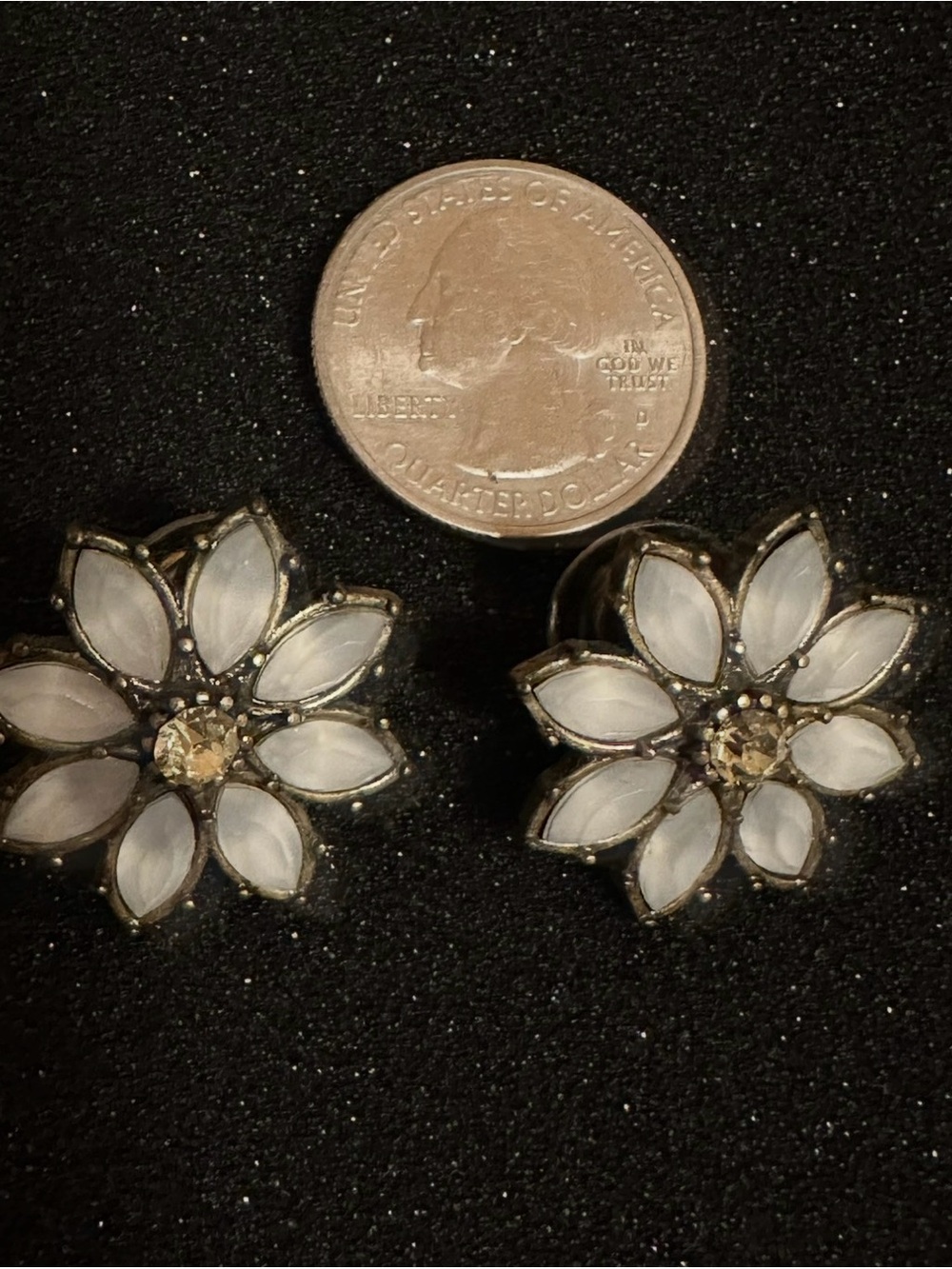 Betsey Johnson White Petal Flower Stud Earrings with Gold Centers
